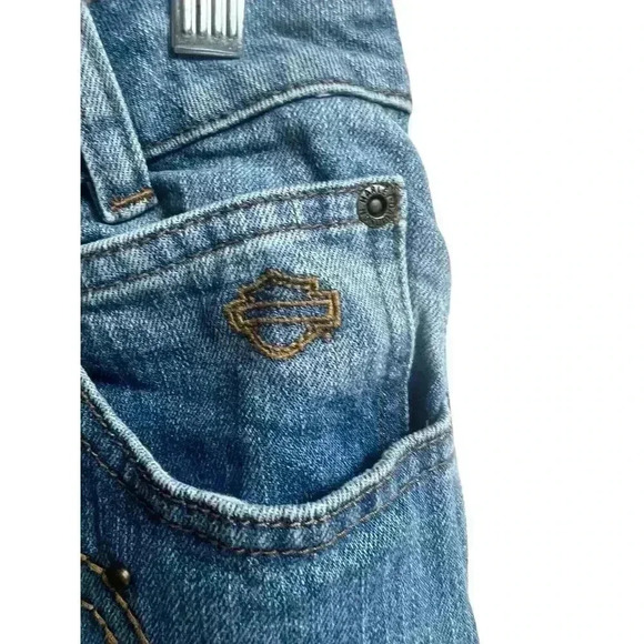 Harley Davidson Studded and Embroidered Flames Women's Jeans 12 Petite - Picture 5 of 10